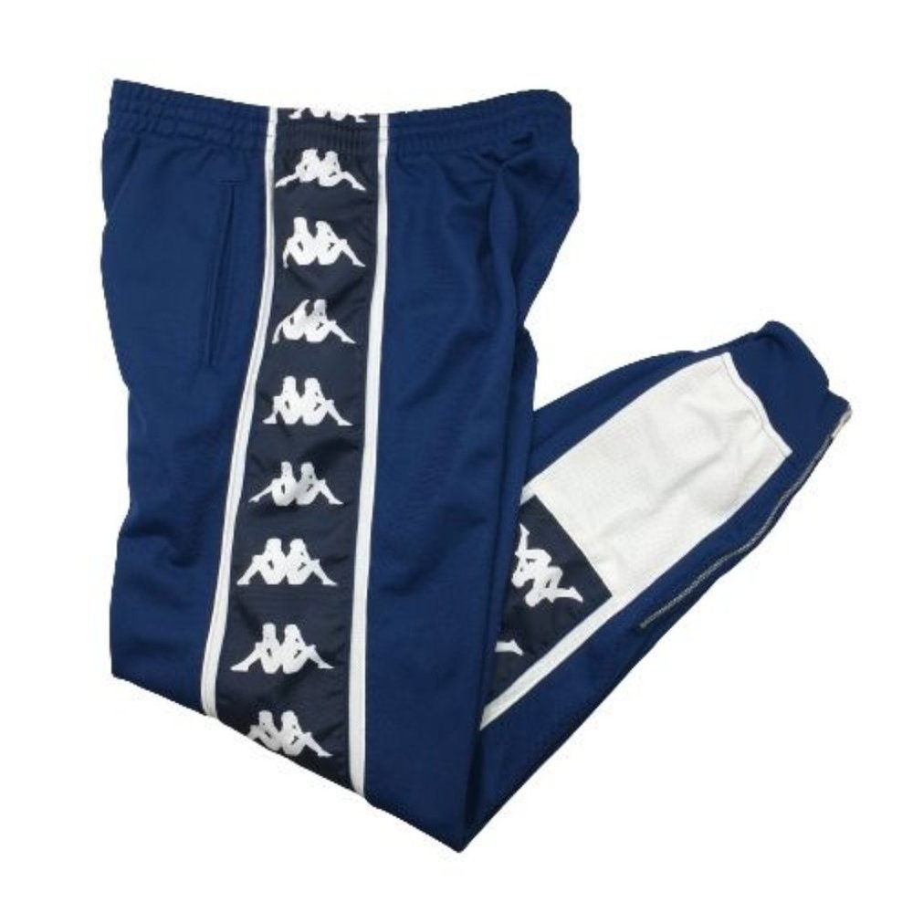 Vintage Kappa Mens Small Blue White Jogger Track Pants Workout Track Y2K